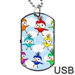 Cute colorful birds  Dog Tag USB Flash (Two Sides)  Front