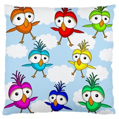 Cute colorful birds  Large Cushion Case (Two Sides)