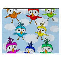 Cute Colorful Birds  Cosmetic Bag (xxxl)  by Valentinaart