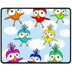 Cute colorful birds  Double Sided Fleece Blanket (Medium) 