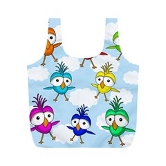 Cute colorful birds  Full Print Recycle Bags (M) 