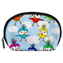 Cute colorful birds  Accessory Pouches (Large) 