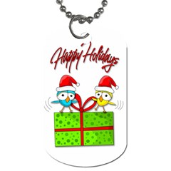 Cute Xmas Birds Dog Tag (two Sides) by Valentinaart