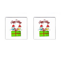 Cute Xmas Birds Cufflinks (square) by Valentinaart