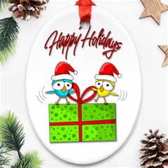 Cute Xmas Birds Oval Ornament (two Sides) by Valentinaart