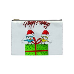 Cute Xmas Birds Cosmetic Bag (medium)  by Valentinaart