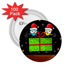 Cute Christmas Birds 2 25  Buttons (100 Pack)  by Valentinaart