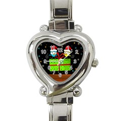 Cute Christmas Birds Heart Italian Charm Watch by Valentinaart