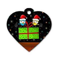 Cute Christmas Birds Dog Tag Heart (one Side) by Valentinaart