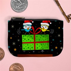 Cute Christmas Birds Mini Coin Purses by Valentinaart