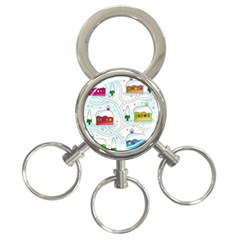 Winter magical landscape 3-Ring Key Chains