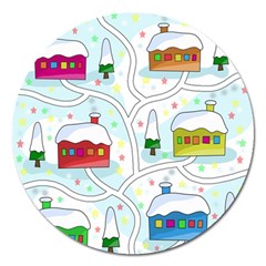 Winter magical landscape Magnet 5  (Round)