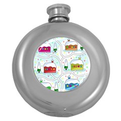 Winter magical landscape Round Hip Flask (5 oz)