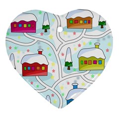 Winter magical landscape Heart Ornament (2 Sides)