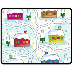 Winter magical landscape Double Sided Fleece Blanket (Medium) 