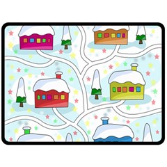 Winter magical landscape Double Sided Fleece Blanket (Large) 