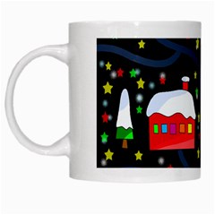 Winter Magical Night White Mugs by Valentinaart