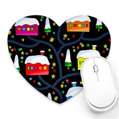 Winter Magical Night Heart Mousepads by Valentinaart