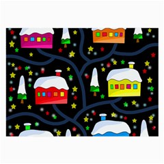 Winter Magical Night Large Glasses Cloth (2-side) by Valentinaart