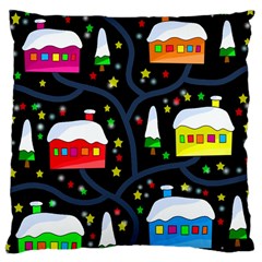 Winter Magical Night Large Cushion Case (one Side) by Valentinaart