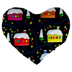 Winter Magical Night Large 19  Premium Heart Shape Cushions by Valentinaart