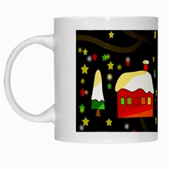 Winter  Night  White Mugs by Valentinaart