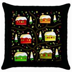 Winter  Night  Throw Pillow Case (black) by Valentinaart