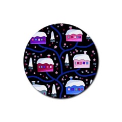 Magical Xmas Night Rubber Round Coaster (4 Pack)  by Valentinaart