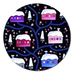 Magical Xmas Night Magnet 5  (round) by Valentinaart