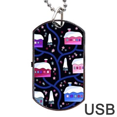 Magical Xmas Night Dog Tag Usb Flash (two Sides)  by Valentinaart