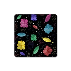 Colorful Floral Design Square Magnet by Valentinaart