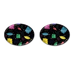 Colorful Floral Design Cufflinks (oval) by Valentinaart