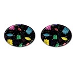 Colorful floral design Cufflinks (Oval) Front(Pair)