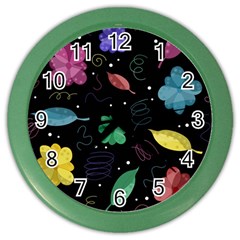 Colorful Floral Design Color Wall Clocks by Valentinaart