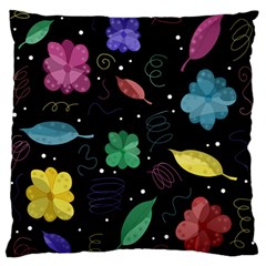 Colorful Floral Design Large Flano Cushion Case (one Side) by Valentinaart