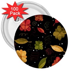 Autumn Flowers  3  Buttons (100 Pack)  by Valentinaart