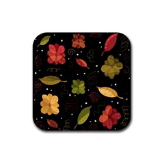 Autumn Flowers  Rubber Coaster (square)  by Valentinaart