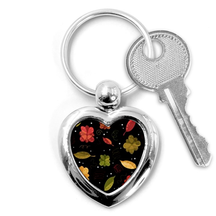 Autumn flowers  Key Chains (Heart) 