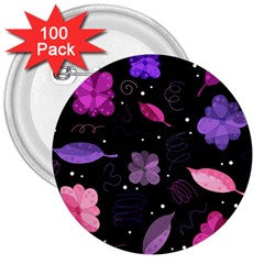 Purple And Pink Flowers  3  Buttons (100 Pack)  by Valentinaart