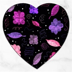 Purple And Pink Flowers  Jigsaw Puzzle (heart) by Valentinaart