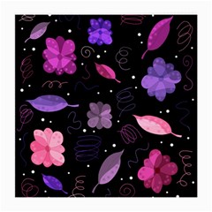 Purple And Pink Flowers  Medium Glasses Cloth by Valentinaart