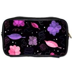 Purple And Pink Flowers  Toiletries Bags by Valentinaart