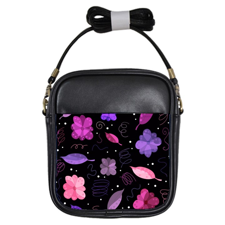 Purple and pink flowers  Girls Sling Bags