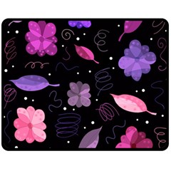 Purple And Pink Flowers  Fleece Blanket (medium)  by Valentinaart