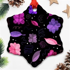 Purple And Pink Flowers  Snowflake Ornament (2-side) by Valentinaart