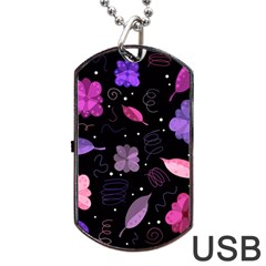 Purple And Pink Flowers  Dog Tag Usb Flash (one Side) by Valentinaart