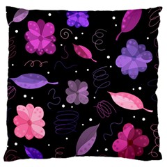 Purple And Pink Flowers  Large Cushion Case (one Side) by Valentinaart