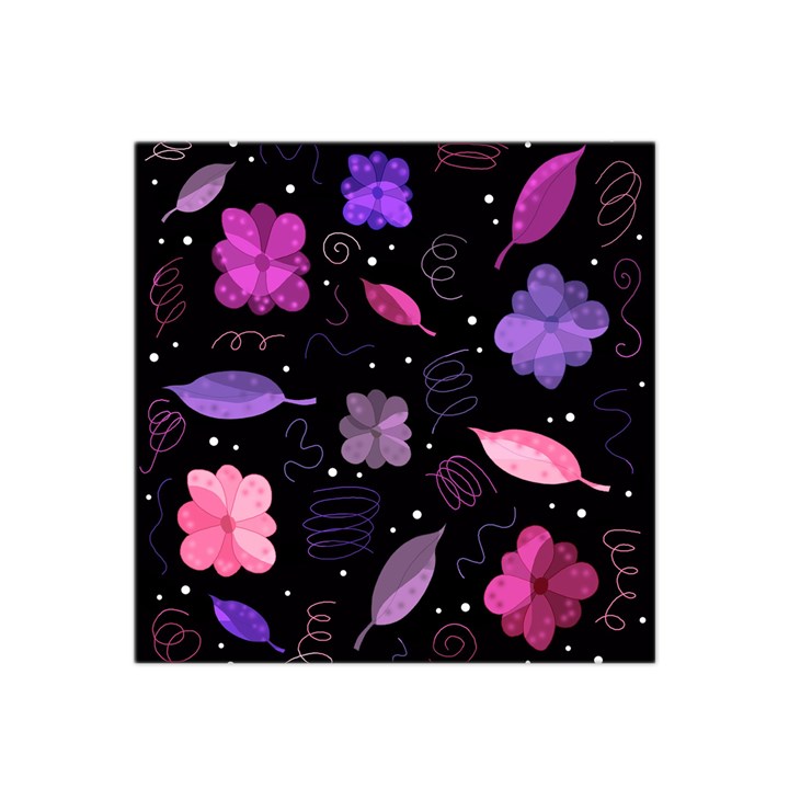 Purple and pink flowers  Satin Bandana Scarf