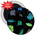 Blue and green flowers  3  Magnets (100 pack) Front