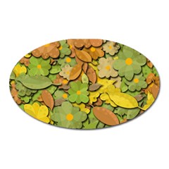 Autumn Flowers Oval Magnet